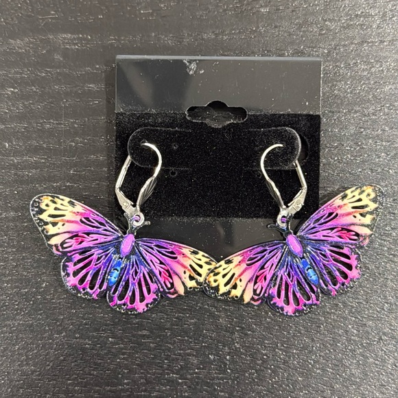 Butterfly Laser Cut Rainbow Butterly Earrings - Picture 8 of 9